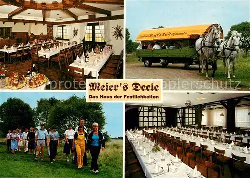 AK / Ansichtskarte Stemwede Altdeutsches Gasthaus Meiers Deele Speisesaal Pferdewagen  Stemwede
