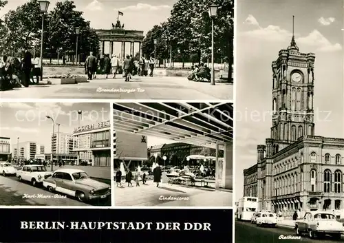 AK / Ansichtskarte Berlin Brandenburger Tor Karl Marx Allee Lindencorso Rathaus Berlin