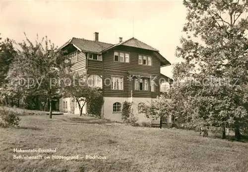 AK / Ansichtskarte Hohenstein Ernstthal Bethlehemstift am Huettengrund Blockhaus Hohenstein Ernstthal