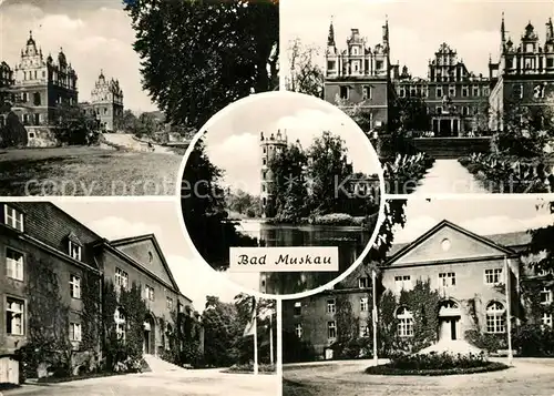 AK / Ansichtskarte Bad_Muskau_Oberlausitz Orts und Teilansichten Schloss Bad_Muskau_Oberlausitz