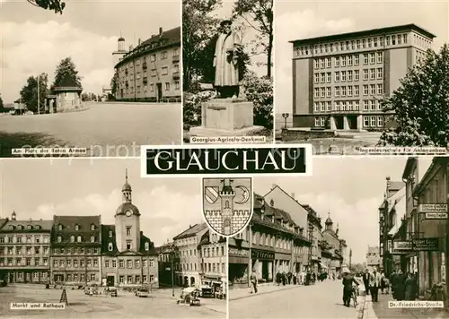 AK / Ansichtskarte Glauchau Platz der Roten Armee Ingenieurschule fuer Anlagenbau Markt Rathaus Dr Friedrichs Strasse Glauchau