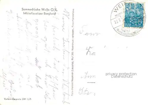 AK / Ansichtskarte Weifa Mittellausitzer Bergland Weifa