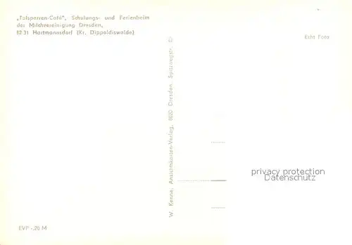 AK / Ansichtskarte Hartmannsdorf Dippoldiswalde Talsperren Cafe  Hartmannsdorf Dippoldiswalde