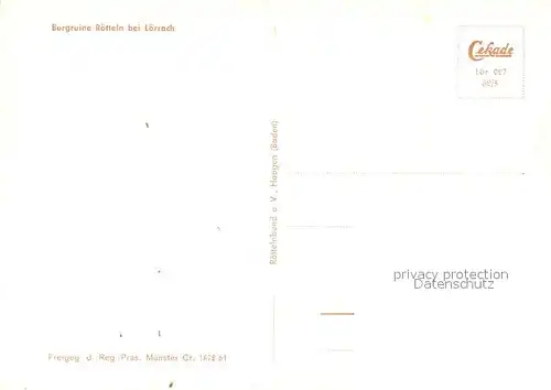 AK / Ansichtskarte Loerrach Burgruine Roetteln Fliegeraufnahme Loerrach