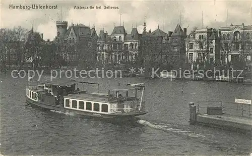 AK / Ansichtskarte Uhlenhorst Alsterpartie bei Bellevue Fahrgastschiff Uhlenhorst