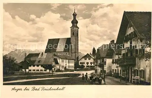 AK / Ansichtskarte Anger_Chiemgau Ortsmotiv mit Kirche Anger Chiemgau