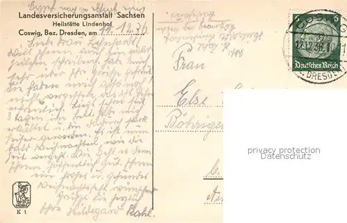 AK / Ansichtskarte Coswig_Sachsen Heilstaette Lindenhof Coswig Sachsen