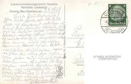 AK / Ansichtskarte Coswig_Sachsen Heilstaette Lindenhof Coswig Sachsen