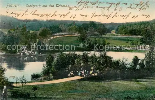 AK / Ansichtskarte Plauen_Vogtland Stadtpark mit den Teichen Plauen_Vogtland