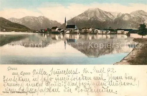 AK / Ansichtskarte Egern_Tegernsee Uferpartie am See Panorama Alpen Egern Tegernsee