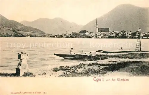 AK / Ansichtskarte Egern_Tegernsee Uferpartie am See ueberfaehre Alpen Egern Tegernsee