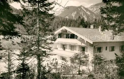 AK / Ansichtskarte Rottach Egern Berggaststaette Moni Alm Winterlandschaft Alpen Rottach Egern