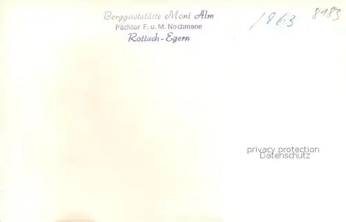 AK / Ansichtskarte Rottach Egern Berggaststaette Moni Alm Winterlandschaft Alpen Rottach Egern