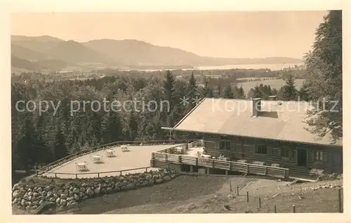 AK / Ansichtskarte Rottach Egern Berggasthof Alpenwildpark Blick zum Tegernsee Alpen Rottach Egern