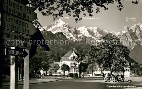 AK / Ansichtskarte Garmisch Partenkirchen Ortsmotiv mit Alpenblick Garmisch Partenkirchen