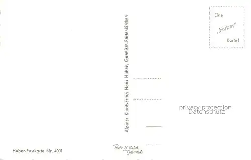 AK / Ansichtskarte Partenkirchen Floriansplatz gegen Zugspitzgruppe Wettersteingebirge Huber Karte Nr. 4001 Partenkirchen