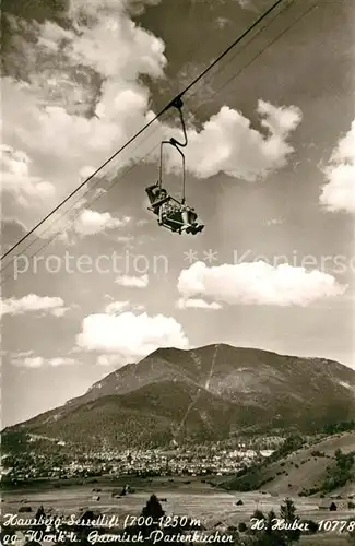 AK / Ansichtskarte Garmisch Partenkirchen Hausberg Sessellift Blick gegen Wank Huber Karte Nr 10778 Garmisch Partenkirchen