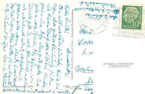 AK / Ansichtskarte Garmisch Partenkirchen Tonihof gegen Zugspitzgruppe Wettersteingebirge Huber Karte Nr 10531 Garmisch Partenkirchen