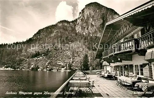 AK / Ansichtskarte Garmisch Partenkirchen Seehaus Pflegersee Terrasse gegen Koenigsstand Garmisch Partenkirchen