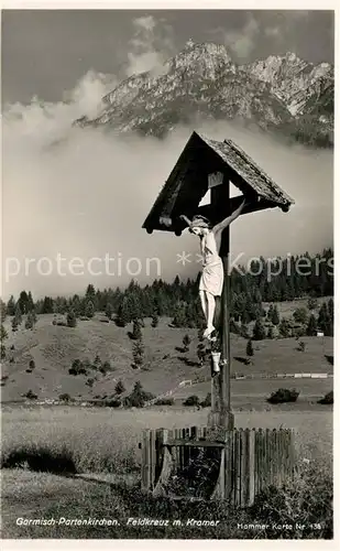 AK / Ansichtskarte Garmisch Partenkirchen Feldkreuz mit Kramer Hammer Karte Nr 436 Garmisch Partenkirchen