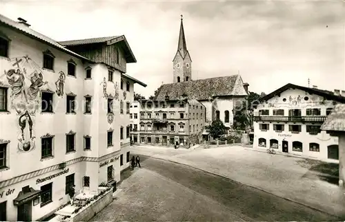 AK / Ansichtskarte Holzkirchen_Oberbayern Marktplatz Hotel Gasthof Kirche Holzkirchen Oberbayern