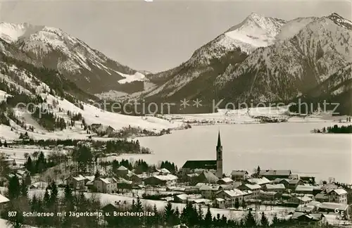 AK / Ansichtskarte Schliersee Winterpanorama mit Jaegerkamp und Brecherspitze Schliersee