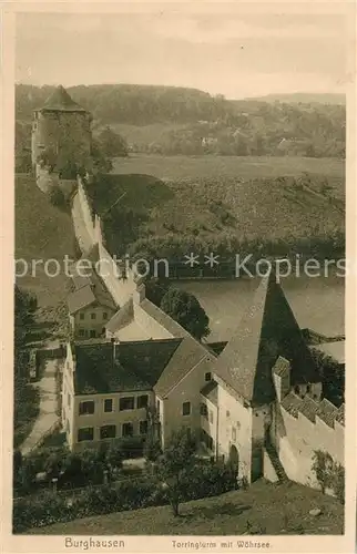 AK / Ansichtskarte Burghausen_Salzach Torringturm mit Woehrsee Feldpost Burghausen Salzach