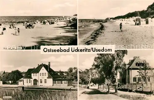 AK / Ansichtskarte ueckeritz_Usedom Strand Bahnhof Schule ueckeritz Usedom