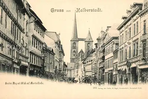 AK / Ansichtskarte Halberstadt Breiter Weg mit Blick auf Martinikirche Halberstadt