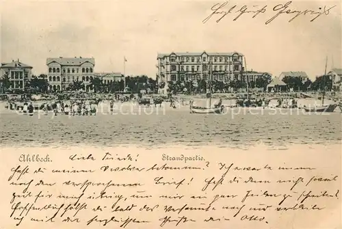AK / Ansichtskarte Ahlbeck_Ostseebad Strandpartie Ansicht vom Meer aus Ahlbeck_Ostseebad