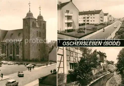AK / Ansichtskarte Oschersleben_Bode Nicolaikirche Diesterwegring Klein Venedig am Bruchgraben Oschersleben_Bode