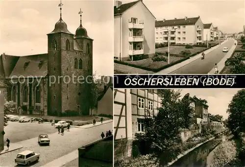 AK / Ansichtskarte Oschersleben_Bode Nicolaikirche Diesterwegring Klein Venedig am Bruchgraben Oschersleben_Bode