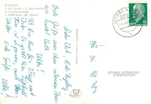 AK / Ansichtskarte Bansin_Ostseebad Strand Seenlandschaft Strandpromenade FDGB Heim Zur Ostsee Bansin_Ostseebad