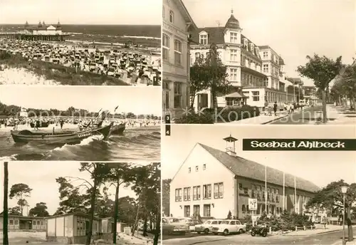 AK / Ansichtskarte Ahlbeck_Ostseebad Strand Seebruecke FDGB Erholungsheim Bernhard Goering Haus der Erholung Ahlbeck_Ostseebad