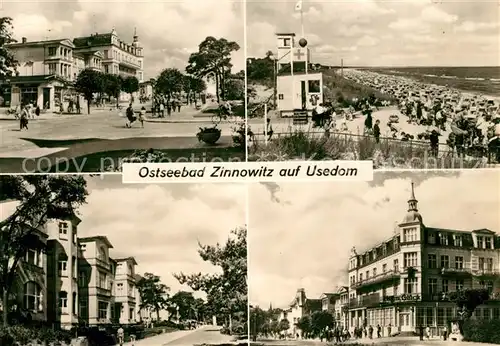 AK / Ansichtskarte Zinnowitz_Ostseebad Karl Marx Strasse Strand Promenade FDGB Heim Glueck auf Zinnowitz_Ostseebad