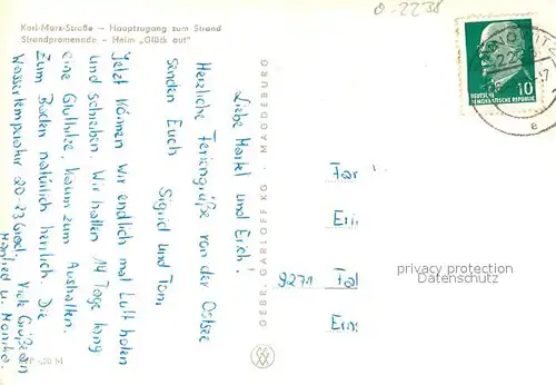 AK / Ansichtskarte Zinnowitz_Ostseebad Karl Marx Strasse Strand Promenade FDGB Heim Glueck auf Zinnowitz_Ostseebad