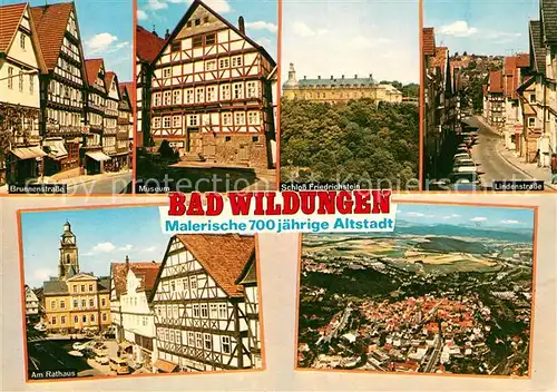 AK / Ansichtskarte Bad_Wildungen 700jaehrige Altstadt Fachwerkhaeuser Museum Schloss Friedrichstein Rathaus Fliegeraufnahme Bad_Wildungen