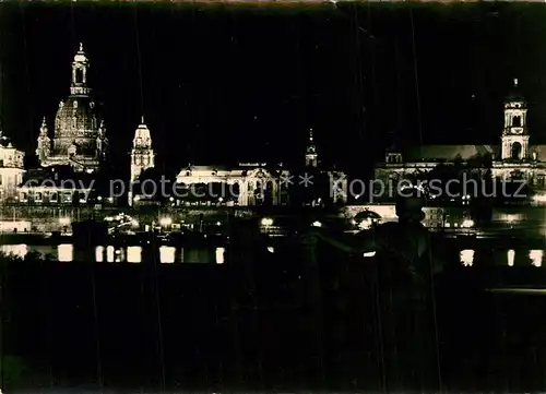 AK / Ansichtskarte Dresden Bruehl sche Terrasse und Frauenkirche Nachtaufnahme vor Zerstoerung 1945 Repro Dresden