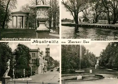 AK / Ansichtskarte Neustrelitz Zierker See Stadtpark Gutenbergstrasse Hebeltempel Neustrelitz