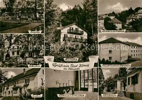 AK / Ansichtskarte Bad_Koenig_Odenwald Kurgarten Landhaus Haus Waldeck Balkonhaus Schwalbennest Bad_Koenig_Odenwald