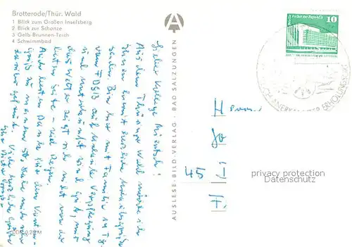 AK / Ansichtskarte Brotterode Panoramen Grosser Inselsberg Schanze Gelb Brunnen Teich Freibad Brotterode