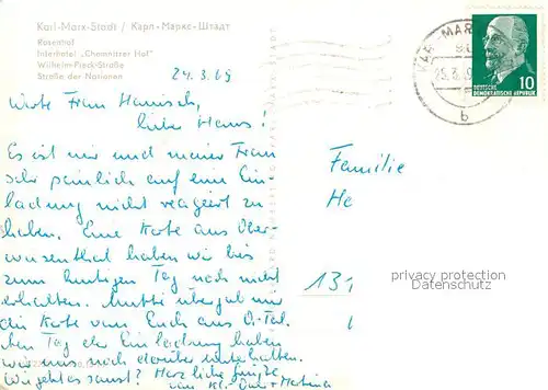 AK / Ansichtskarte Karl Marx Stadt Rosenhof Interhotel Chemnitzer Hof Wilhelm Pieck Strasse  Karl Marx Stadt