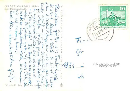 AK / Ansichtskarte Friedrichroda Ernst Thaelmann Strasse Friedrichroda