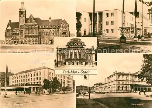 AK / Ansichtskarte Karl Marx Stadt Rathaus Hauptbahnhof Stadthotel Chemnitzer Hof Karl Marx Stadt