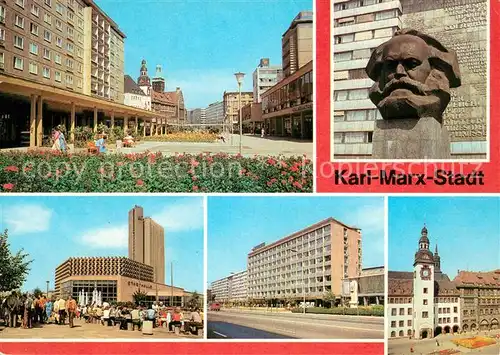 AK / Ansichtskarte Karl Marx Stadt Rosenhof Karl Marx Monument Stadthalle Interhotel Kongress Rathaus Karl Marx Stadt