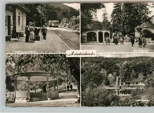 AK / Ansichtskarte Friedrichroda Thueringerwaldbahn Kurpark Wandelhalle Schwimmbad Friedrichroda
