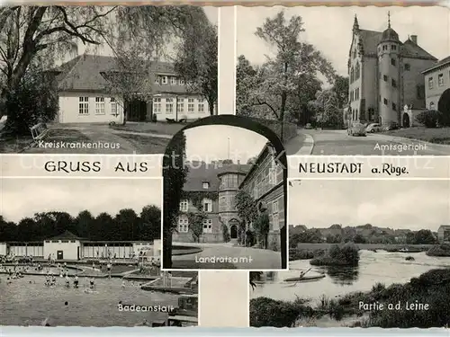 AK / Ansichtskarte Neustadt_Ruebenberge Amtsgericht Kreiskrankenhaus Badeanstalt Leine Neustadt_Ruebenberge