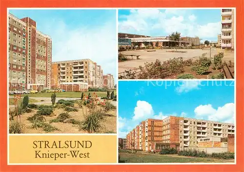 AK / Ansichtskarte Stralsund_Mecklenburg_Vorpommern Heinrich Heine Ring Ventspilsplatz Lion Feuchtwanger Strasse Wohnsiedlung Knieper West Hochhaeuser Stralsund_Mecklenburg