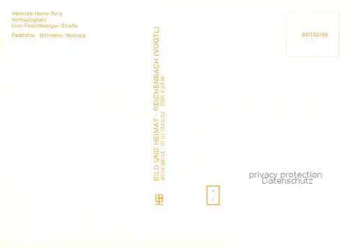 AK / Ansichtskarte Stralsund_Mecklenburg_Vorpommern Heinrich Heine Ring Ventspilsplatz Lion Feuchtwanger Strasse Wohnsiedlung Knieper West Hochhaeuser Stralsund_Mecklenburg