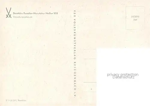 AK / Ansichtskarte Meissen_Elbe_Sachsen Staatliche Prozellan Manufaktur Verwaltungsgebaeude Meissen_Elbe_Sachsen